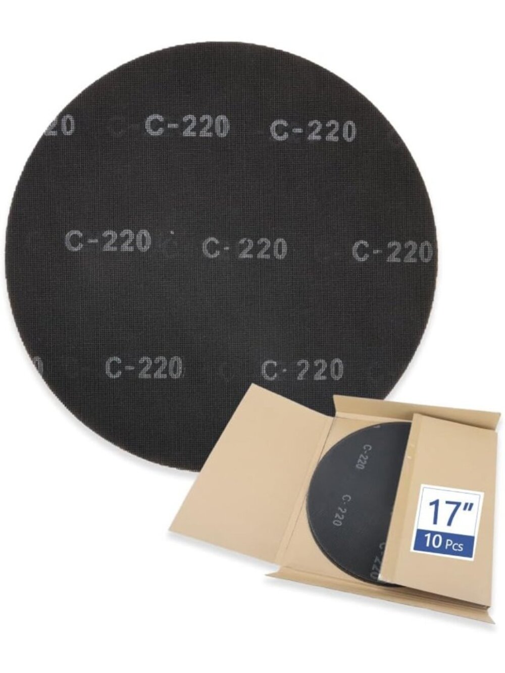 17" Sanding Screen Discs - Mesh Floor Sanding Sheets, Black Silicon Carbide, 220